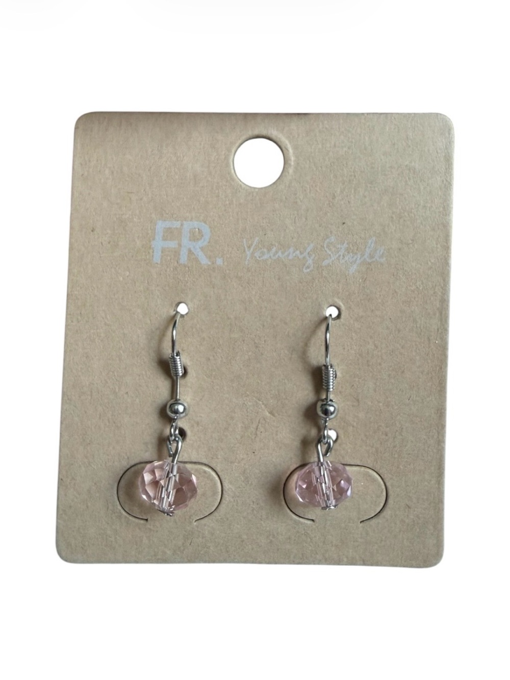 FR. Young Style Light Pink Textured Ball Dangle Earrings